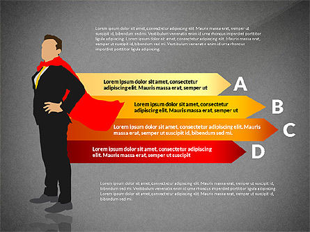 Diagrama de opciones con Superman de negocios, Diapositiva 13, 03224, Diagramas de la etapa — PoweredTemplate.com