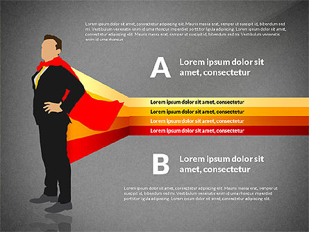 Optionsdiagramm mit Business-Superman, Folie 14, 03224, Ablaufdiagramme — PoweredTemplate.com