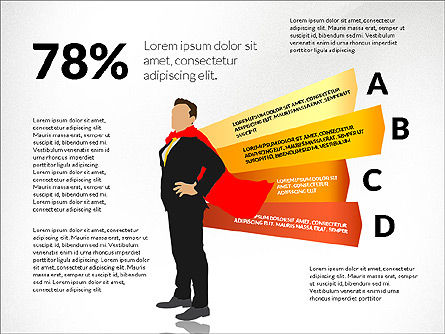 Diagrama de opciones con Superman de negocios, Diapositiva 7, 03224, Diagramas de la etapa — PoweredTemplate.com