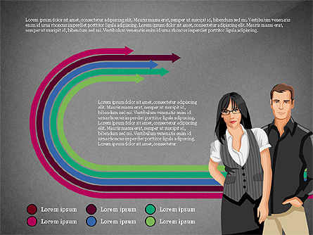 人々のイラストとプロセスの矢, スライド 12, 03243, プロセス図 — PoweredTemplate.com