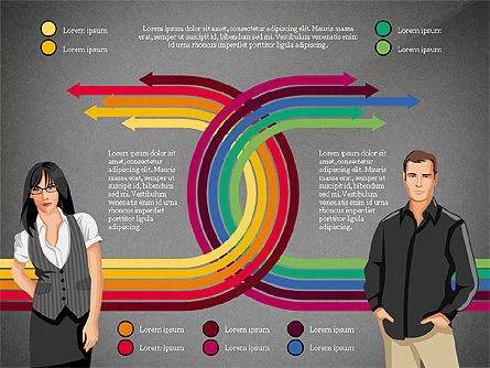 Illustrations de personnes et flèches de processus, Diapositive 13, 03243, Schémas de procédés — PoweredTemplate.com