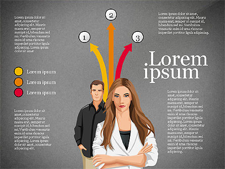 Illustrations de personnes et flèches de processus, Diapositive 14, 03243, Schémas de procédés — PoweredTemplate.com