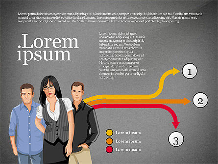 Ilustraciones de personas y flechas de proceso, Diapositiva 16, 03243, Diagramas de proceso — PoweredTemplate.com