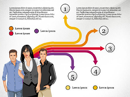 Illustrations de personnes et flèches de processus, Diapositive 3, 03243, Schémas de procédés — PoweredTemplate.com