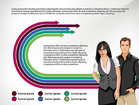 사람들 삽화 및 프로세스 화살표, 슬라이드 4, 03243, 프로세스 도표 — PoweredTemplate.com