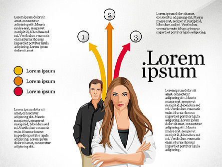 Mensen illustraties en proces pijlen, Dia 6, 03243, Procesdiagrammen — PoweredTemplate.com
