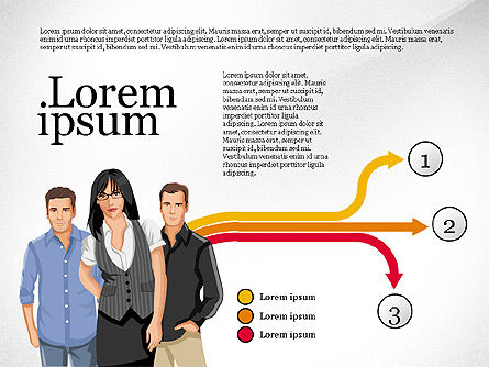 Menschen Illustrationen und Prozess Pfeile, Folie 8, 03243, Prozessdiagramme — PoweredTemplate.com
