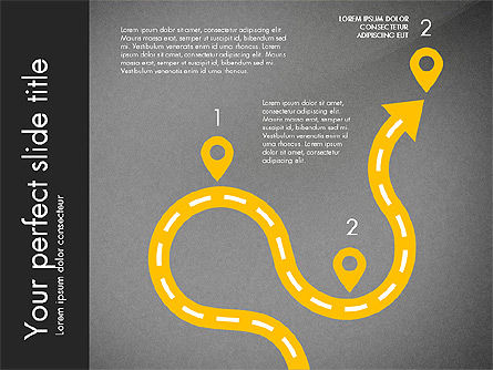 도로 형태와 화살표, 슬라이드 10, 03247, 단계 도표 — PoweredTemplate.com