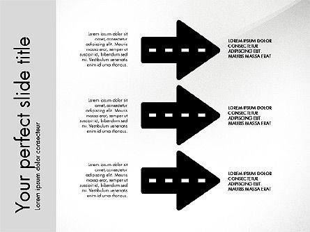 도로 형태와 화살표, 슬라이드 3, 03247, 단계 도표 — PoweredTemplate.com