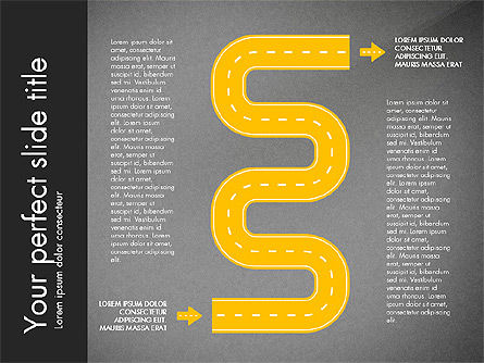 도로 형태와 화살표, 슬라이드 9, 03247, 단계 도표 — PoweredTemplate.com