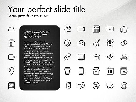 Colección de iconos de líneas delgadas, Diapositiva 5, 03252, Iconos — PoweredTemplate.com