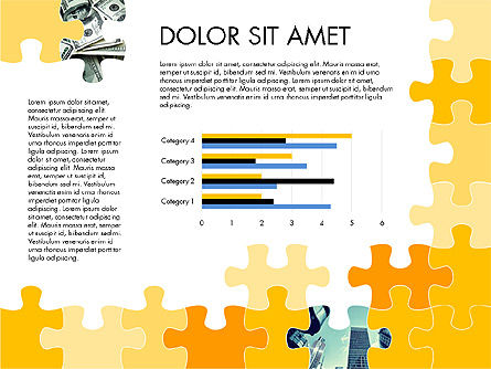 Gele frame van het raadsel presentatieconcept, Dia 4, 03324, Puzzeldiagrammen — PoweredTemplate.com