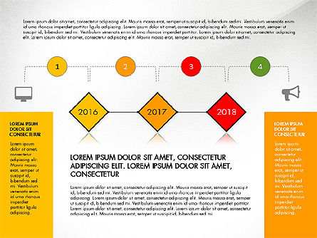 Timeline mit Icons und datengesteuerten Diagrammen, Folie 8, 03329, Timelines & Calendars — PoweredTemplate.com