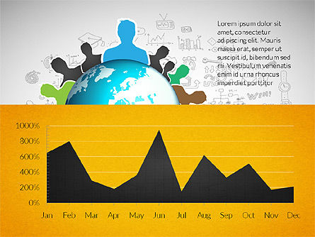머티리얼 디자인 셰이프가있는 데이터 기반 차트, 슬라이드 11, 03339, 데이터 주도형 도표 및 차트 — PoweredTemplate.com