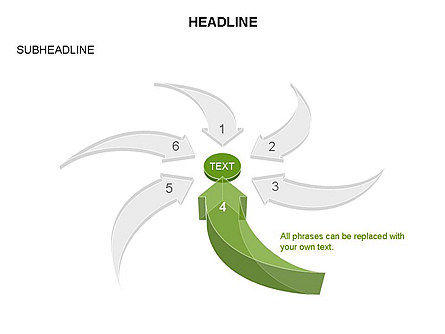 Colección de flechas curvas, Diapositiva 23, 03452, Diagramas de proceso — PoweredTemplate.com