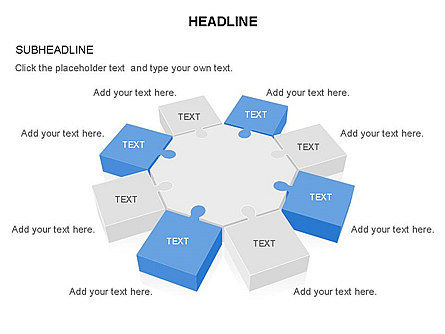 연결된 퍼즐 조각, 슬라이드 18, 03455, 퍼즐 도표 — PoweredTemplate.com