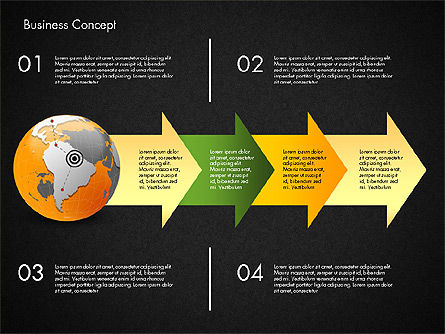 Benda Dan Panah, Slide 13, 03520, Diagram Proses — PoweredTemplate.com