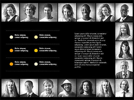 Rapport sur les données avec des portraits de personnes, Diapositive 13, 03521, Schémas, graphiques de données — PoweredTemplate.com
