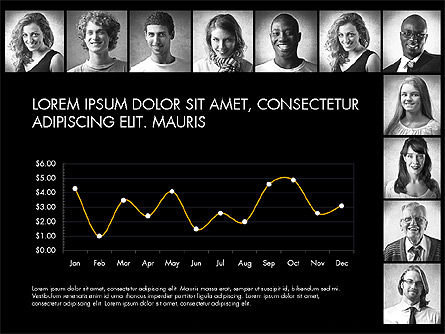 Rapport sur les données avec des portraits de personnes, Diapositive 16, 03521, Schémas, graphiques de données — PoweredTemplate.com