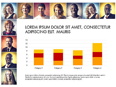 Rapport sur les données avec des portraits de personnes, Diapositive 2, 03521, Schémas, graphiques de données — PoweredTemplate.com