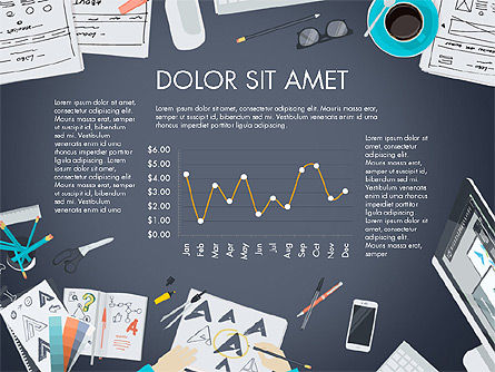 Arbeitsplatz Draufsicht datengesteuerte Präsentation, Folie 5, 03523, Datengetriebene Diagramme und Charts — PoweredTemplate.com