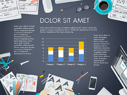Arbeitsplatz Draufsicht datengesteuerte Präsentation, Folie 6, 03523, Datengetriebene Diagramme und Charts — PoweredTemplate.com