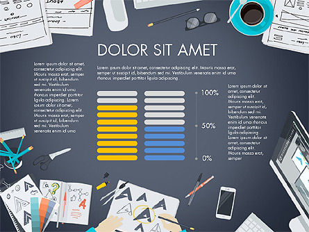 Arbeitsplatz Draufsicht datengesteuerte Präsentation, Folie 7, 03523, Datengetriebene Diagramme und Charts — PoweredTemplate.com