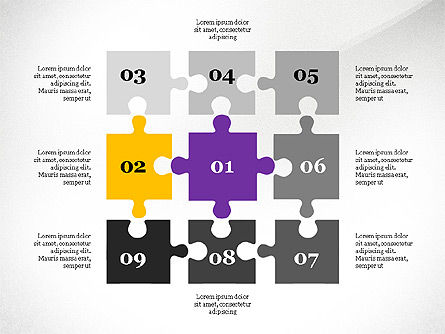 Presentatie concept met puzzelstukjes, Dia 8, 03530, Puzzeldiagrammen — PoweredTemplate.com