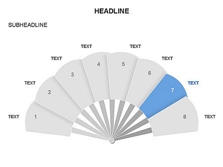 Hand fan diagram set, PowerPoint-sjabloon, 03546, Figuren — PoweredTemplate.com