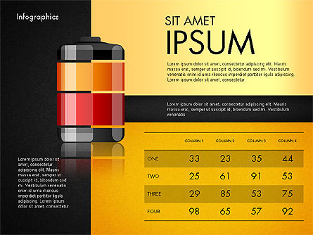 Infographie de niveau de charge de la batterie, Diapositive 12, 03616, Infographies — PoweredTemplate.com