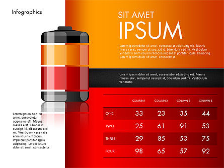 电池电量信息图表, 幻灯片 4, 03616, 信息图 — PoweredTemplate.com