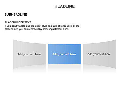 볼록 및 오목 효과 사각형, 슬라이드 3, 03670, 단계 도표 — PoweredTemplate.com