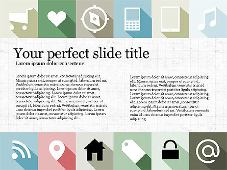 Grid Layout Presentación con iconos, Plantilla de PowerPoint, 03774, Plantillas de presentación — PoweredTemplate.com