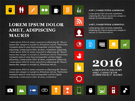 Concept de présentation d'icônes plates, Diapositive 12, 03795, Icônes — PoweredTemplate.com
