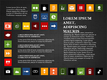 Concepto de presentación de iconos planos, Diapositiva 13, 03795, Iconos — PoweredTemplate.com