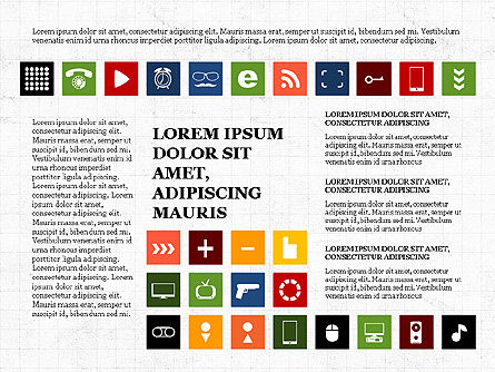 Concepto de presentación de iconos planos, Diapositiva 2, 03795, Iconos — PoweredTemplate.com
