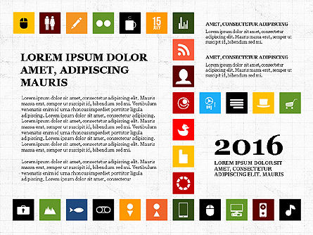 Concepto de presentación de iconos planos, Diapositiva 4, 03795, Iconos — PoweredTemplate.com