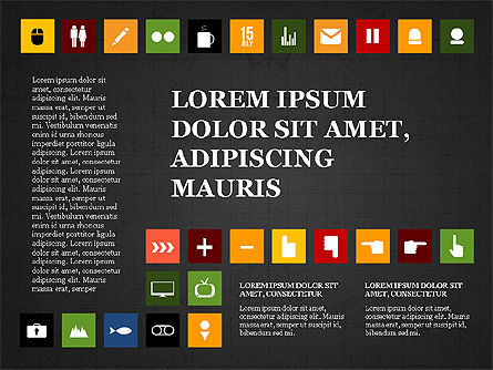 Concepto de presentación de iconos planos, Diapositiva 9, 03795, Iconos — PoweredTemplate.com