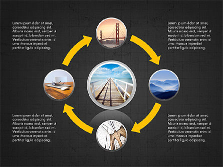 Puntos y Flechas, Diapositiva 9, 03813, Diagramas de proceso — PoweredTemplate.com