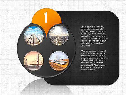 Formas fotos e estágios, Modelo do PowerPoint, 03861, Diagramas de Etapas — PoweredTemplate.com