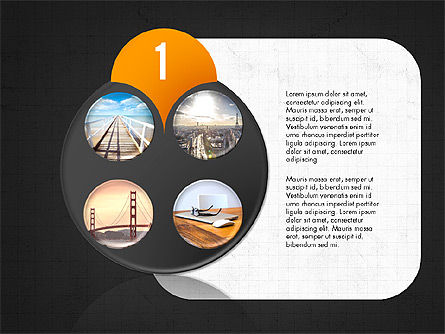 Forme des photos et des étapes, Diapositive 9, 03861, Schémas d'étapes — PoweredTemplate.com