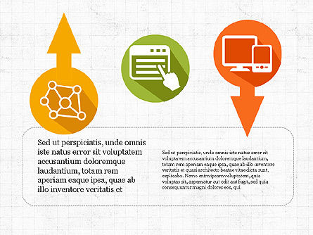 Processar setas com ícones, Modelo do PowerPoint, 03869, Diagramas de Processo — PoweredTemplate.com