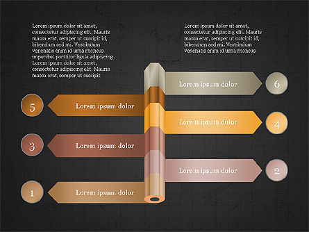 Pencil e opção slide deck, Deslizar 14, 03940, Diagramas de Etapas — PoweredTemplate.com