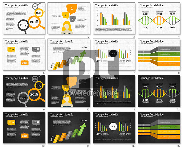 Diapositives infographiques de comparaison d'années