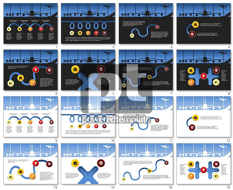 Roadmap mit Flughafen Silhouette Dia Deck