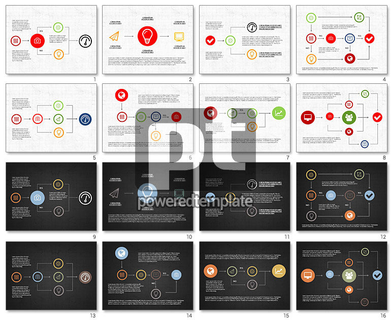 Linear Flowchart with Flat Icons Slide Deck