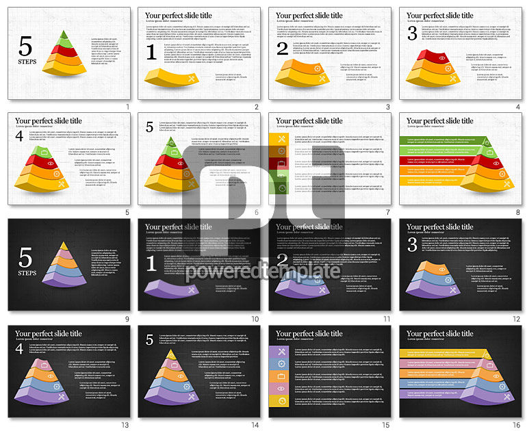Cinq étapes pyramide plate-forme de diapositives