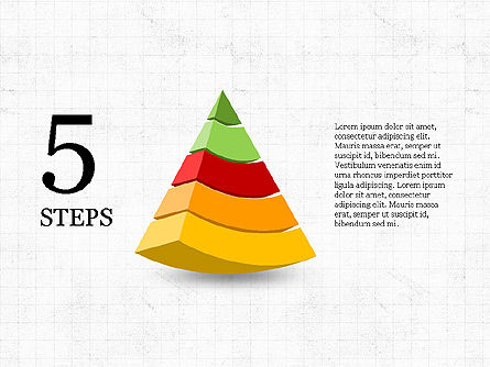 5 단계 피라미드 슬라이드 데크, 파워 포인트 템플릿, 03976, 단계 도표 — PoweredTemplate.com