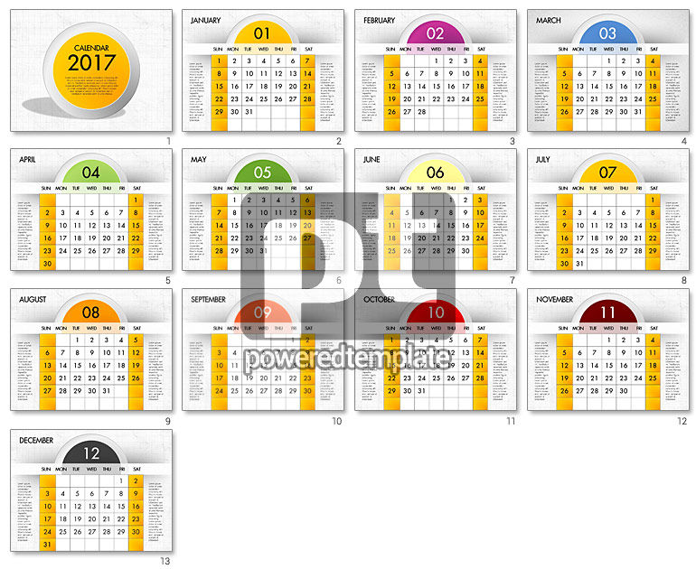 2017 del calendario per PowerPoint