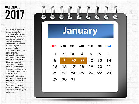 2017日历, 幻灯片 2, 04008, Timelines & Calendars — PoweredTemplate.com